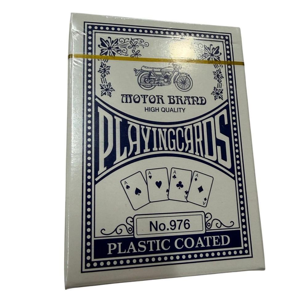 Motor Brand Playing Cards No 976 Plastic Coated Blue White Vintage Style Sealed